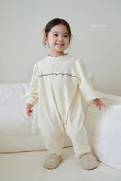 bebe nine54 (55cm-85cm) 2色捲邊領蕾絲標連身衣1