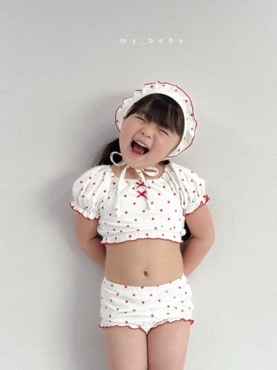 my_bebe04｜(75-105cm) 抓皺比基尼泳衣含泳帽8