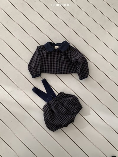 Bebe holic27｜(3m-18m) 格紋吊帶包屁褲5