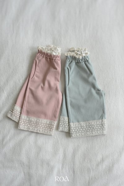 ROA32｜(80cm-120cm) 2色下擺蕾絲邊直筒褲1