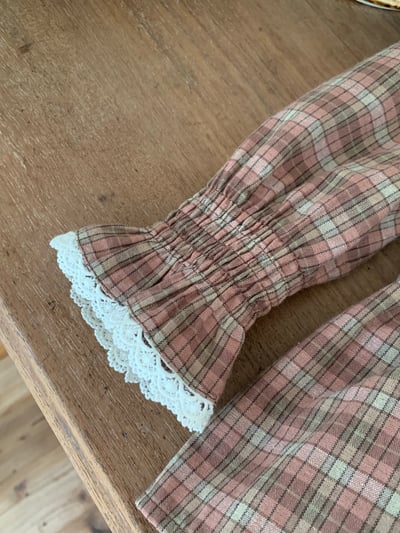 JE624｜(73cm-100cm) 復古格紋喇叭袖包屁衣4