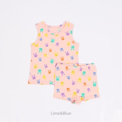 LIME&BLUE14｜(80-118cm)  彩色兔兔無袖服8