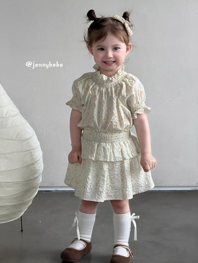 JE715｜(80-110cm) 小碎花縮口袖套裝1