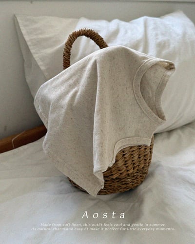 AOSTA21｜(6m-5y) 2款亞麻夏季無袖背心9