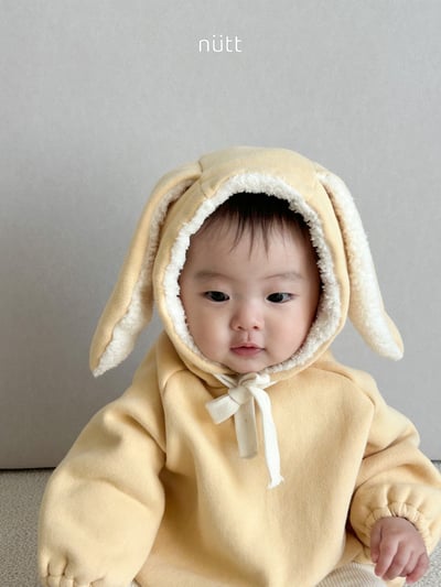 Nutt09｜(3m-16m) 小兔刷毛連身包屁衣2