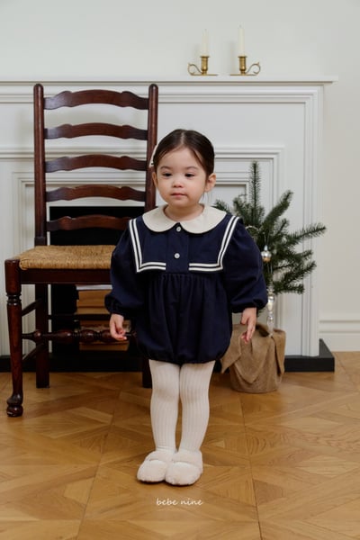 bebe nine57 (55cm-85cm) 2色學院風設計領包屁衣4