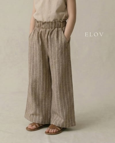 Mon petit12｜(73-118cm) 2色亞麻條紋寬褲2