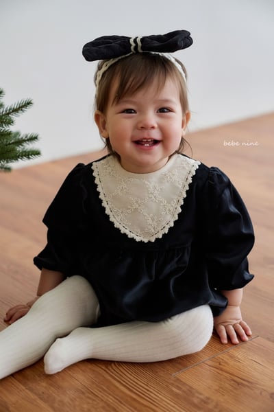 bebe nine10 (55cm-75cm) 2色絲絨蕾絲包屁衣1