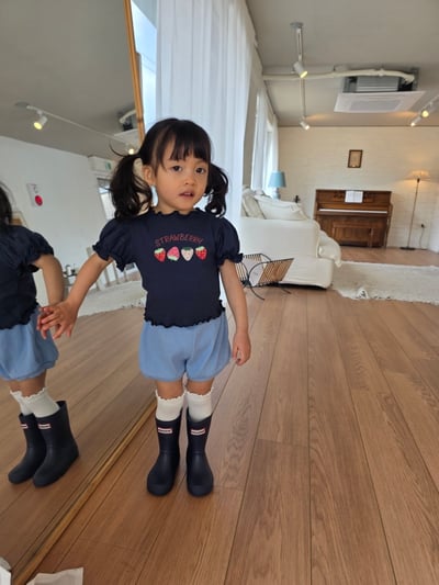 Color13｜(75-115cm) 草莓印花公主袖上衣14