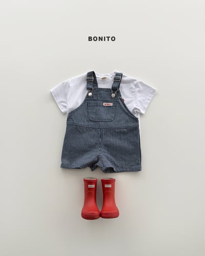 Bonito23｜(75cm-125cm) 3色直條紋吊帶短褲8