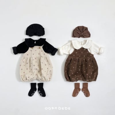Oottbebe02｜(0m-12m) 玫瑰燈芯絨吊帶包屁褲2