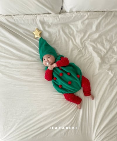 JEAYA02｜(3m-12m) 4色聖誕系列包屁衣含帽子9