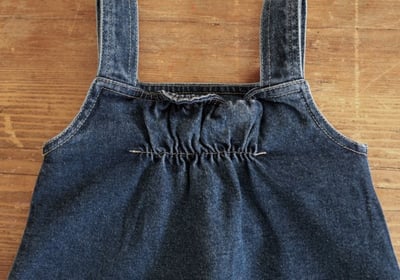 FLO48｜(75-140) 2色吊帶滾邊縫線牛仔裙24