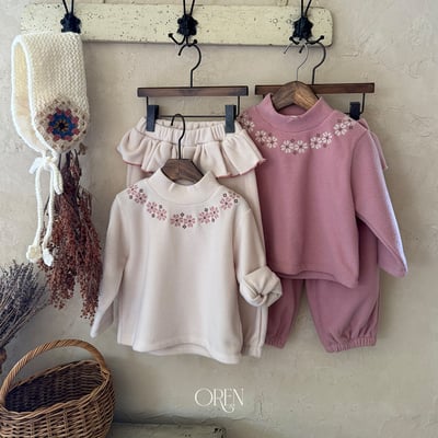 OREN14｜(85-120cm) 花卉滾邊刷毛套裝11