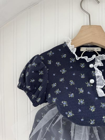 LePetitmot01｜(80-125cm) 2色花朵薄紗裙套裝7