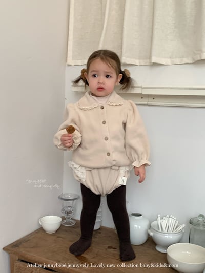 JE 606｜(73-100cm)  絨毛翻領吊帶褲套裝24