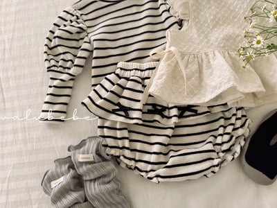 Valubebe65｜(65-80) 荷葉裙擺條紋包屁褲20