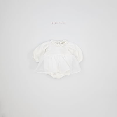 bebe nine55 (65cm-85cm) 2色蕾絲滾邊薄紗洋裝包屁衣10