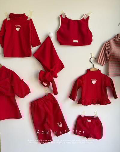 AOSTA22｜(6m-5y) 荷葉捲邊愛心上衣10