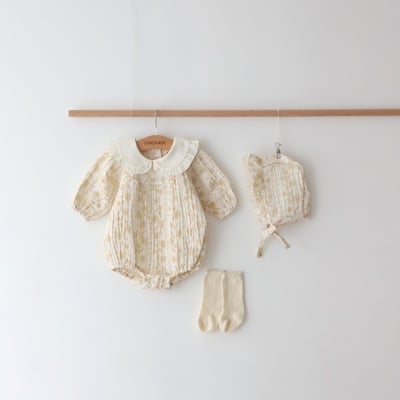 LEMONADE19｜(55cm-85cm) 2色翻領碎花包屁衣8