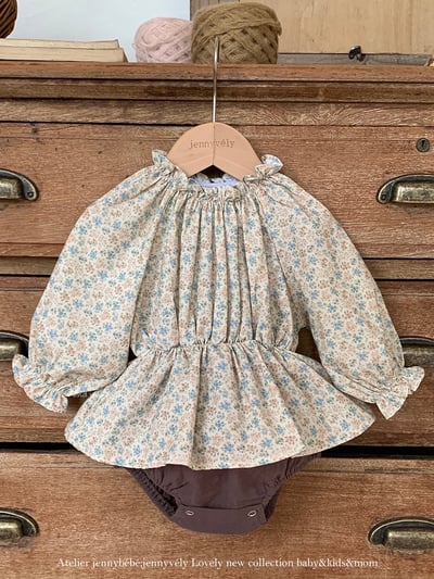 JE552｜(66-90cm) 法式碎花包屁衣1