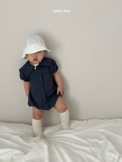 lala land26｜(3m-18m) 2色素面翻領包屁衣15