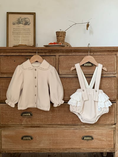 JE606｜(73cm-100cm) 毛呢蕾絲領吊帶包屁套裝14