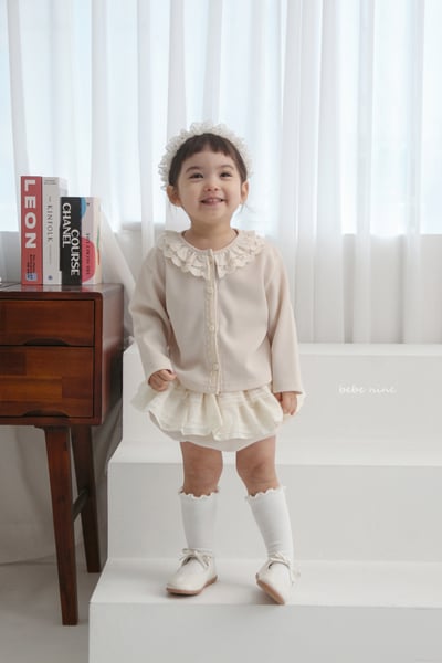 bebe nine15  (65-115) 2色蕾絲領開襟外套3