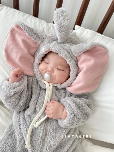 JEAYA01｜(3m-12m) 2色暖暖小飛象刷毛連身衣1