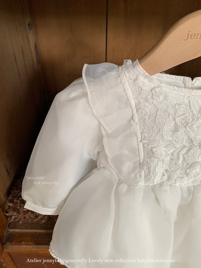 JE599｜(66cm-120cm) 玫瑰花白紗連身裙/包屁衣13