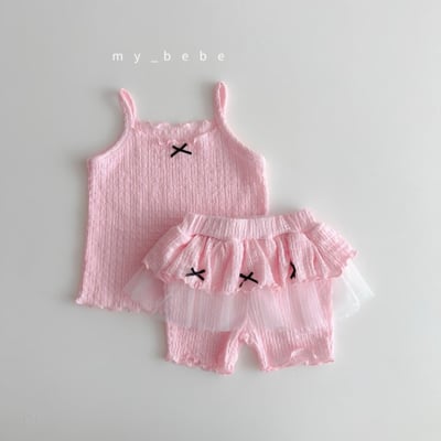 my_bebe20｜(80-120cm) 抓皺無袖緞帶套裝6