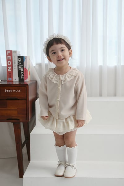 bebe nine15  (65-115) 2色蕾絲領開襟外套4