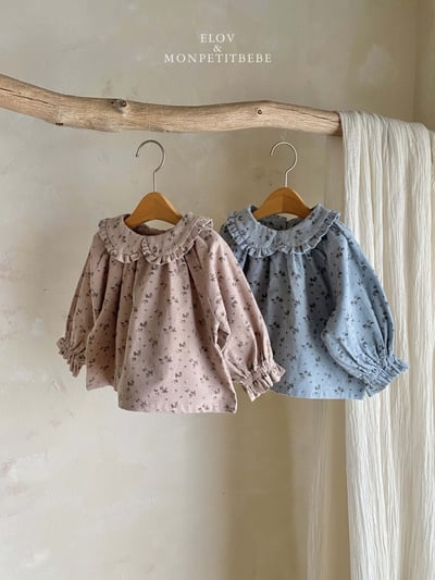 Monpetitbebe05｜(70cm-110cm) 荷葉領邊穗花襯衫10