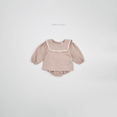 bebe nine22 (65-90) 3色棉麻水手包屁套裝15