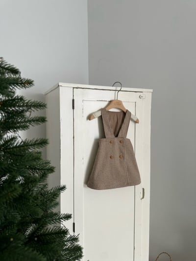 MONBEBE11｜(1y-8y) 復古格紋背心洋裝5