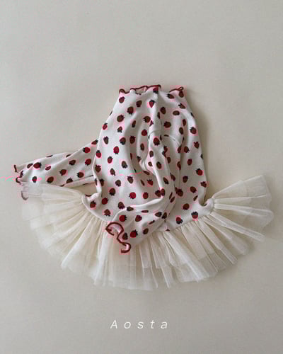 AOSTA35｜(6m-5y) 捲邊薄紗澎澎裙擺上衣11