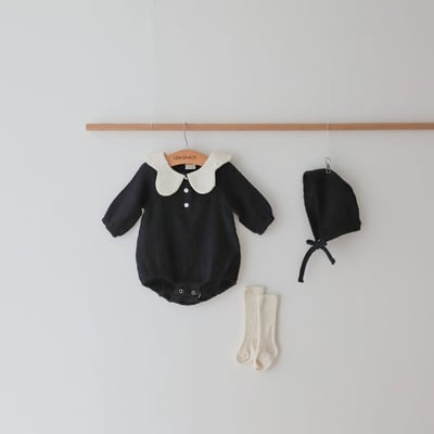 LEMONADE02｜(55cm-85cm) 2色花瓣領包屁衣含帽子22