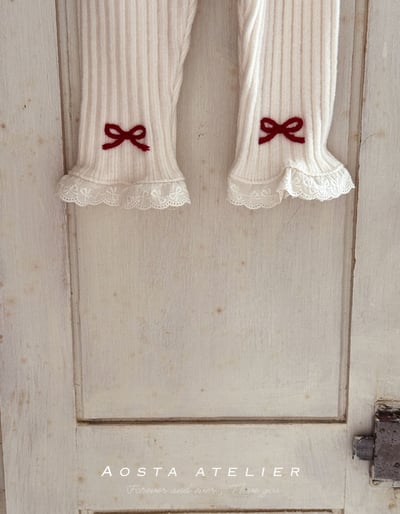 AOSTA08｜(6m-5y) 磨毛蝴蝶蕾絲緊身褲11