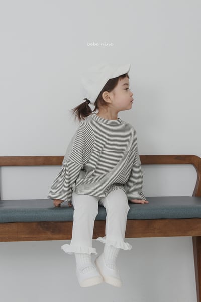 bebe nine08  (65-115) 2色條紋喇叭袖上衣2