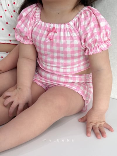 my_bebe04｜(75-105cm) 抓皺比基尼泳衣含泳帽10