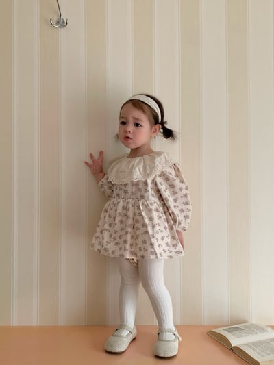 JE611｜(66cm-90cm) 蕾絲荷葉領碎花包屁衣13