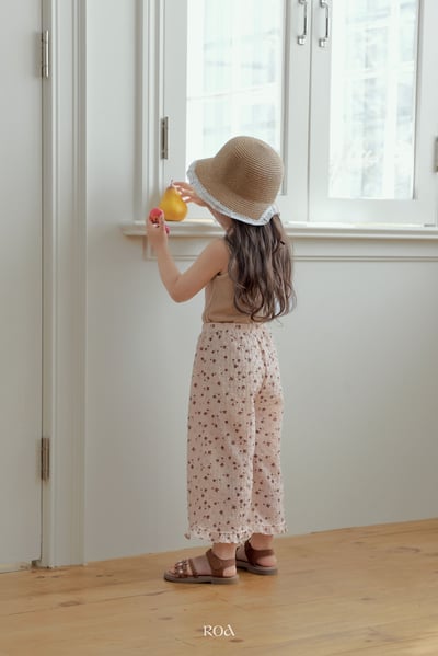 ROA33｜(6m-18m) 2色抓皺碎花荷葉擺長褲16