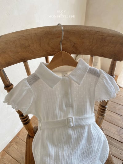 Mon petit07｜(66-90cm) 有領捲邊腰帶包屁衣15