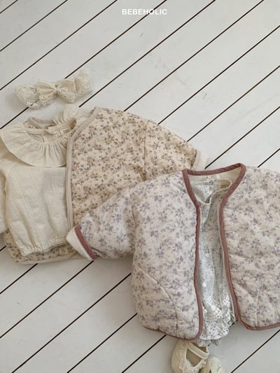 Bebe holic19｜(6m-18m) 碎花滾邊鋪棉拉鍊外套13