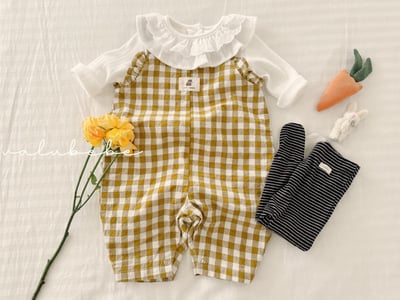 Valubebe27｜(65-80) 格紋吊帶長褲12