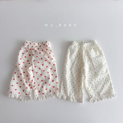 my_bebe30｜(80-120cm) 蕾絲邊直筒長褲3