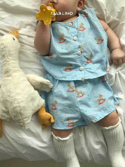 lala land19｜(3m-18m) 2色滿版小木馬短褲4