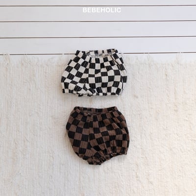 Bebe holic38｜(3m-18m) 褶皺格紋燈籠褲1