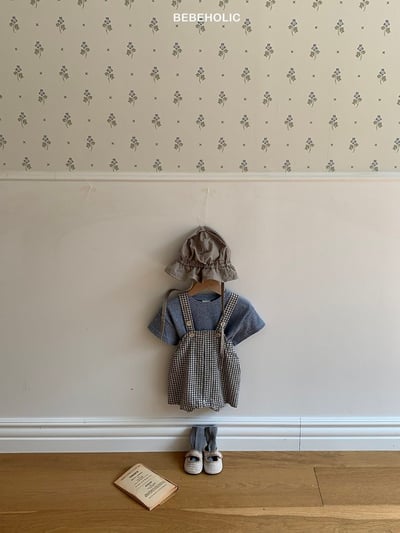 Bebe holic06｜(3m-18m) 棋格吊帶褲10