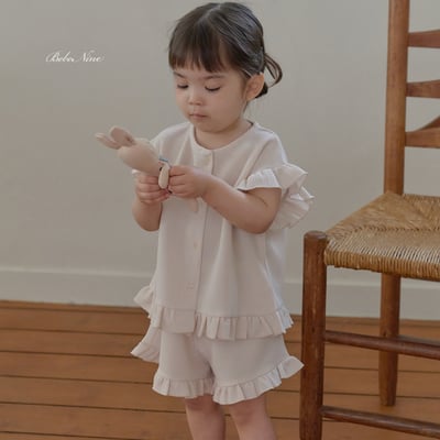 bebe nine45  (65cm-115cm) 2色荷葉鈕釦開衫套裝13